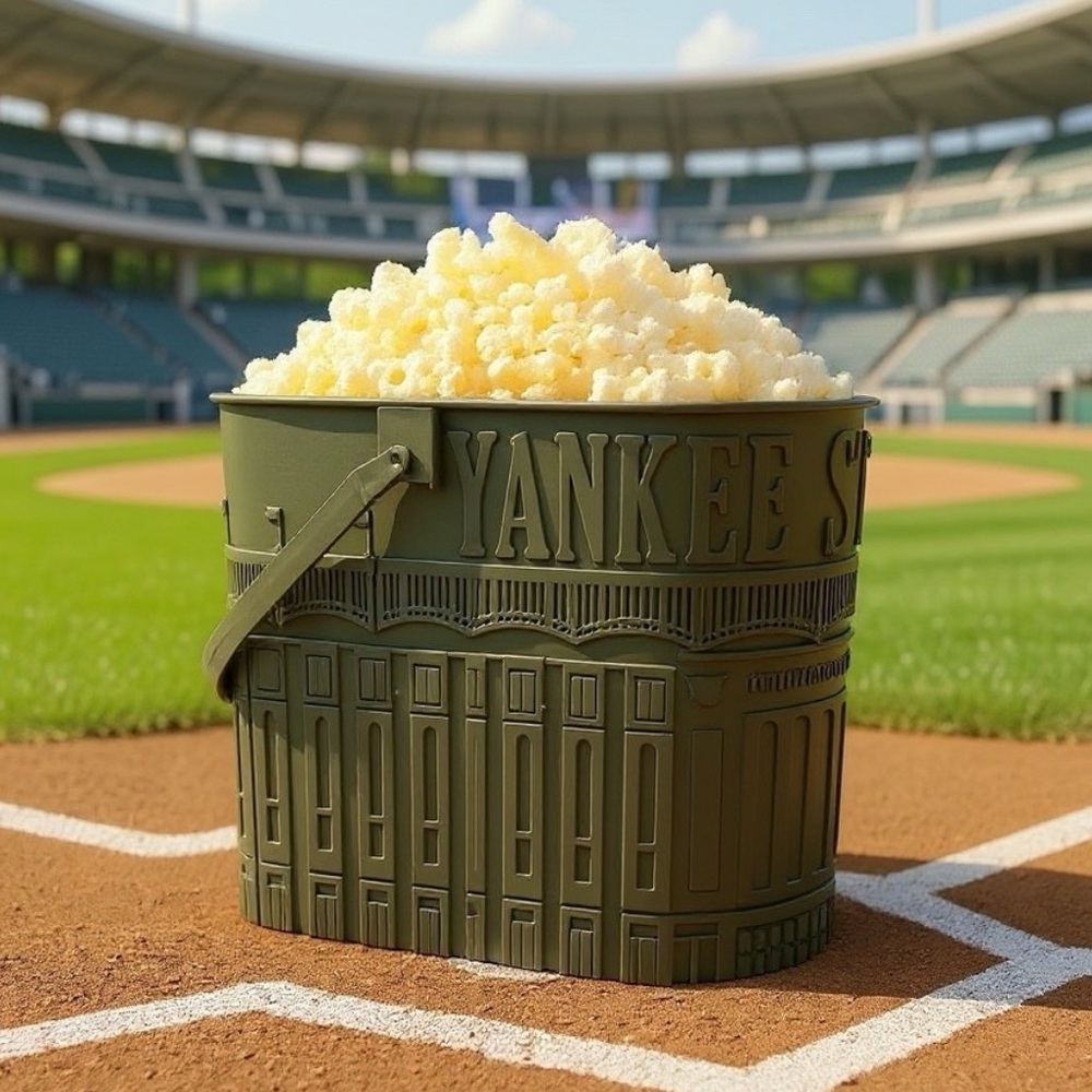New York Yankees - Yankee Stadium Empty Beige Popcorn Bucket Pail w/ Handle 2026